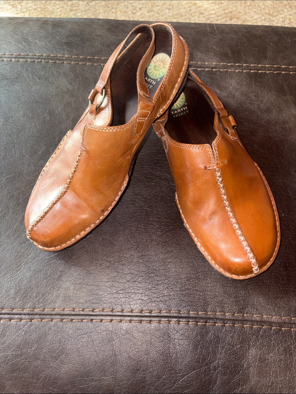 Earth Spirit Creek sling brown leather shoes size 9 1/2